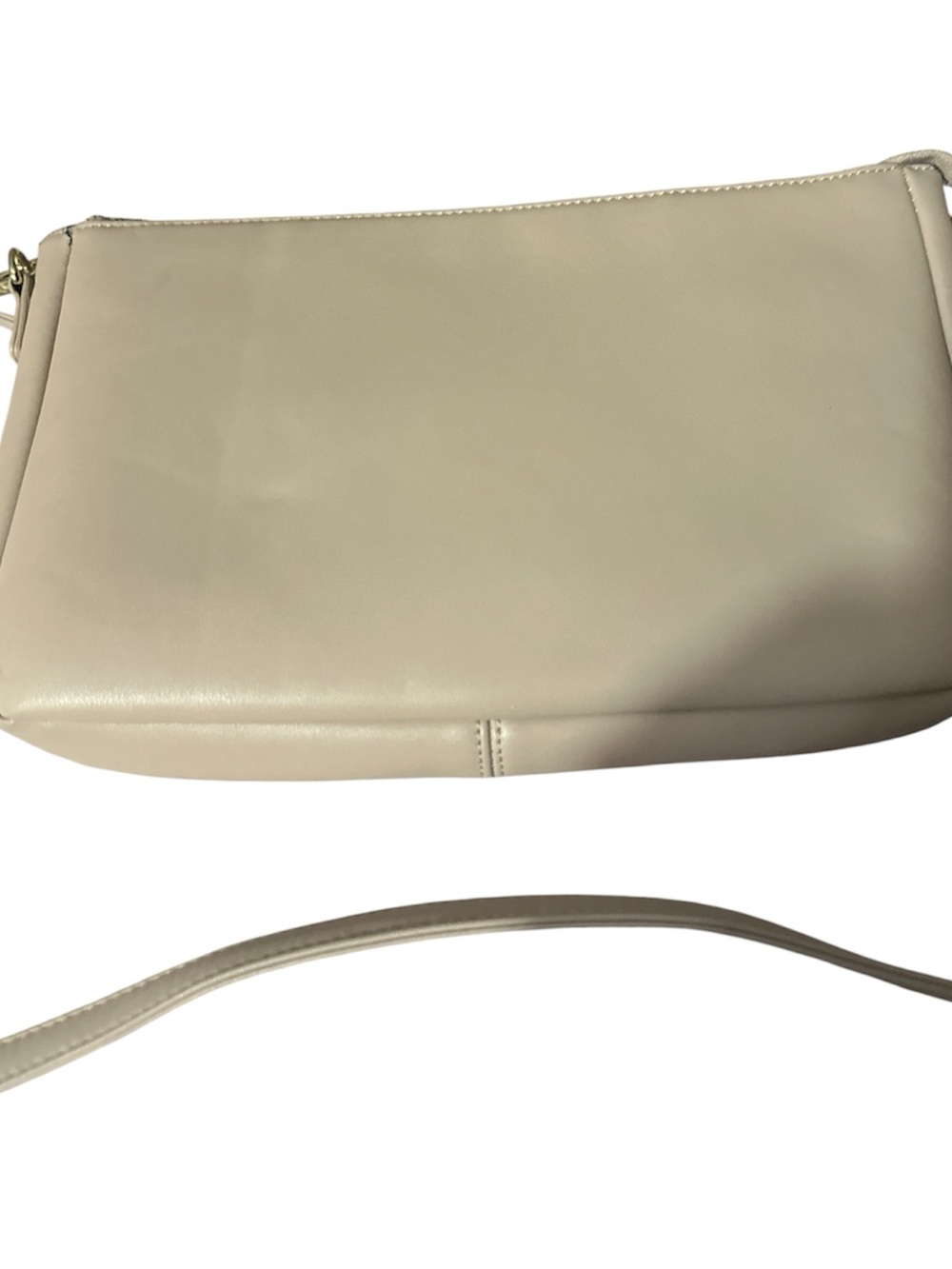 NWOT viv & lou Minimalist Cream Crossbody Bag with Slim Strap gold rem strap adj